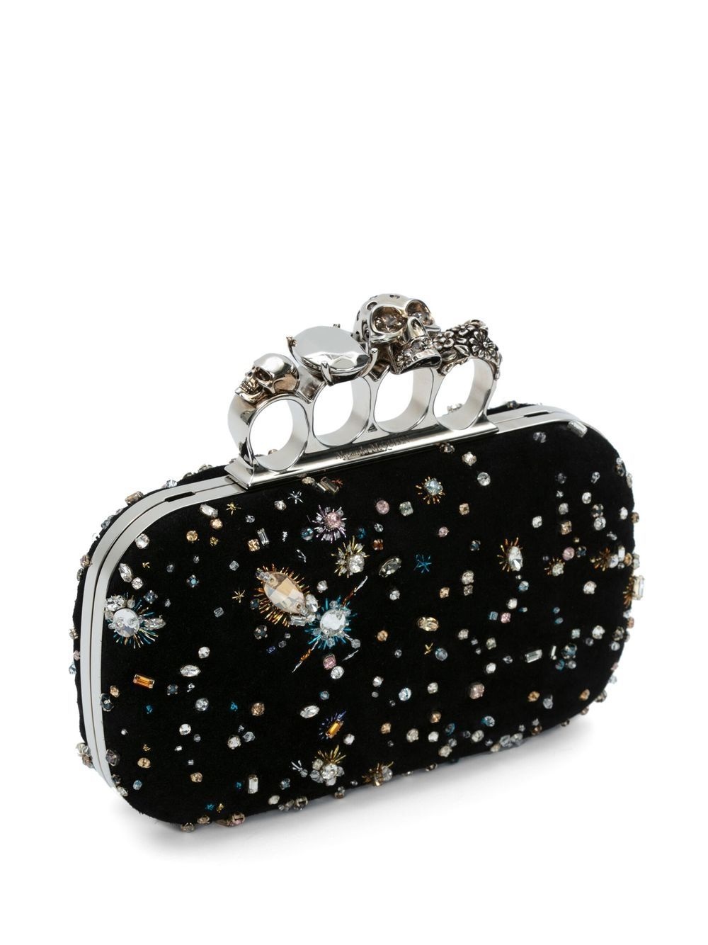 Skull Four Ring crystal-embellished clutch bag - 3