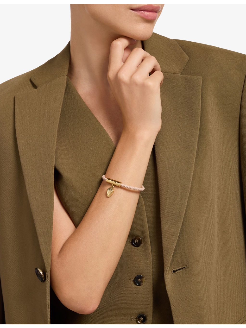 Serpenti Forever Yellow Gold-Plated Brass And Leather Bracelet - 2