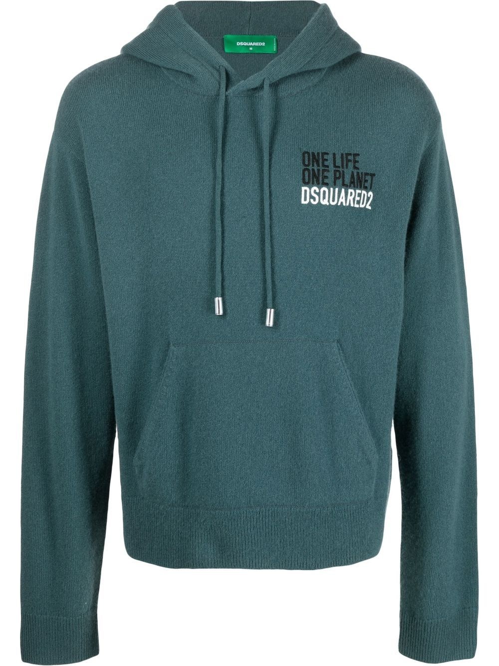 embroidered-logo cashmere hoodie - 1