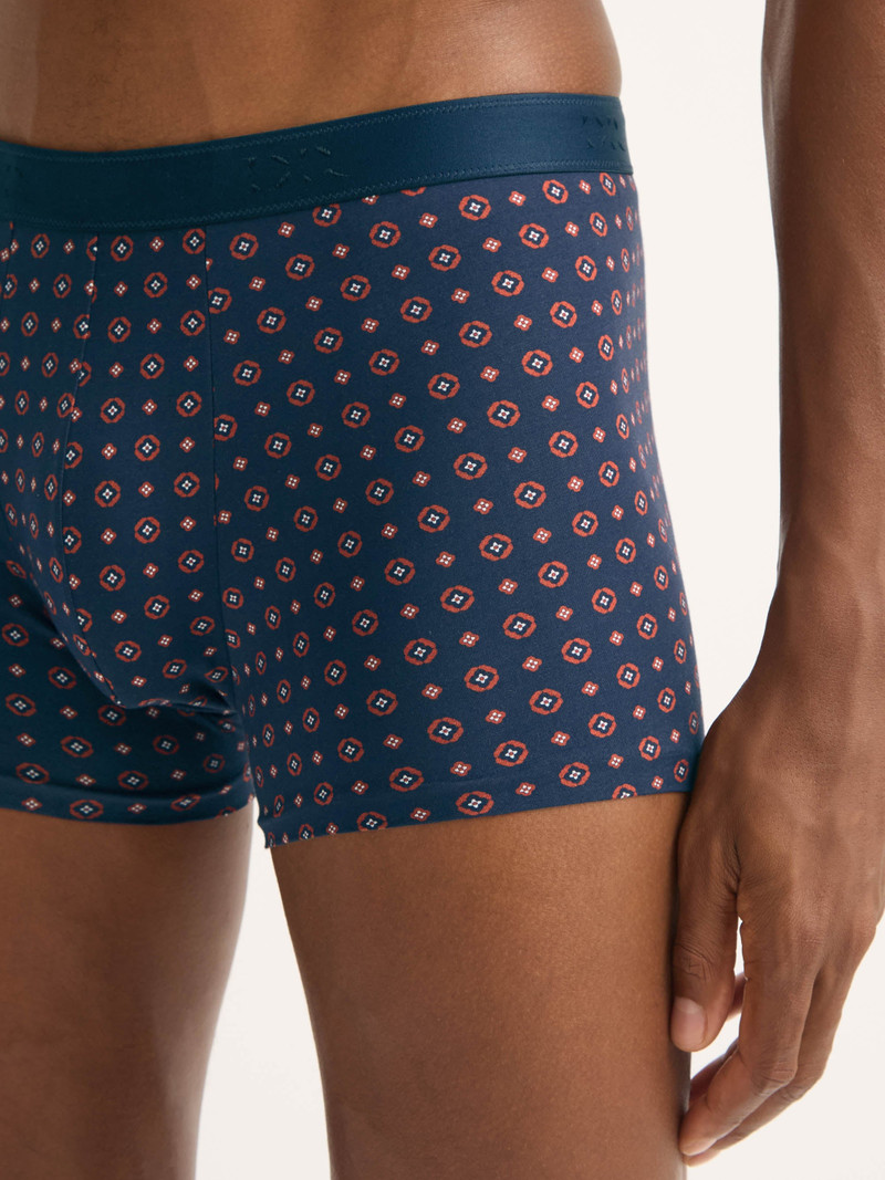 Rose Pima Cotton Boxer Briefs Navy Blue & Red Rose 5