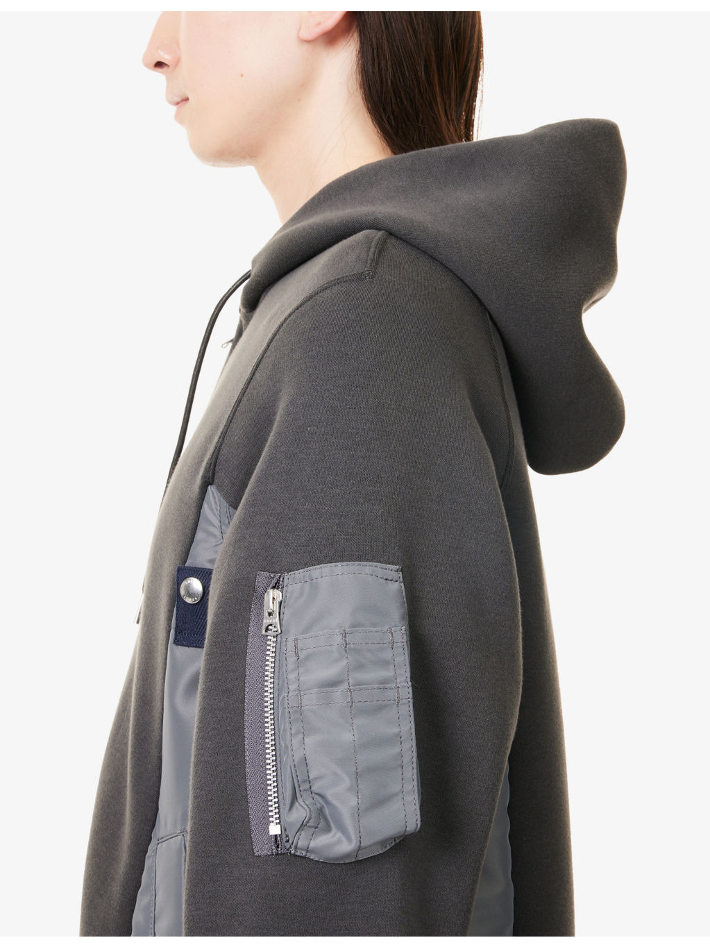 Contrast-Panel Woven Hoody - 5