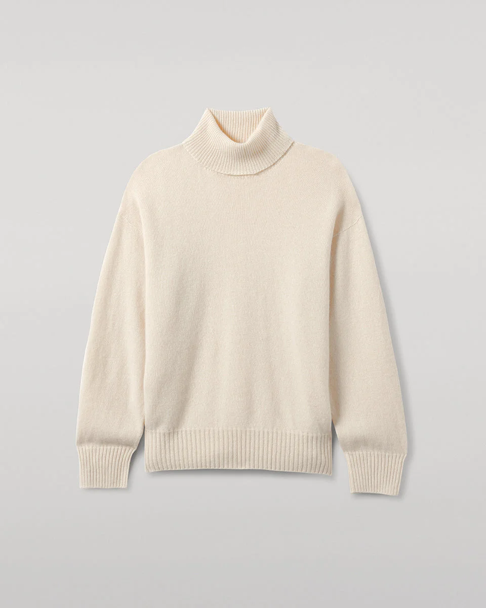 Gauzy Cashmere Cream Roll Neck Jumper - 1
