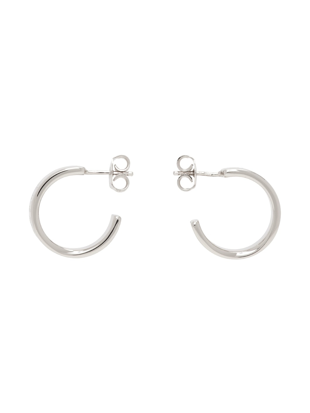 Silver Numeric Minimal Signature Hoop Earrings - 1
