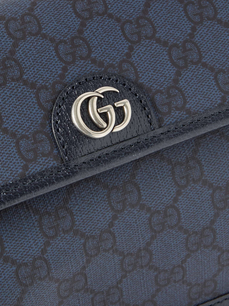 Ophidia Leather-Trimmed Monogrammed Coated-Canvas Belt Bag 5