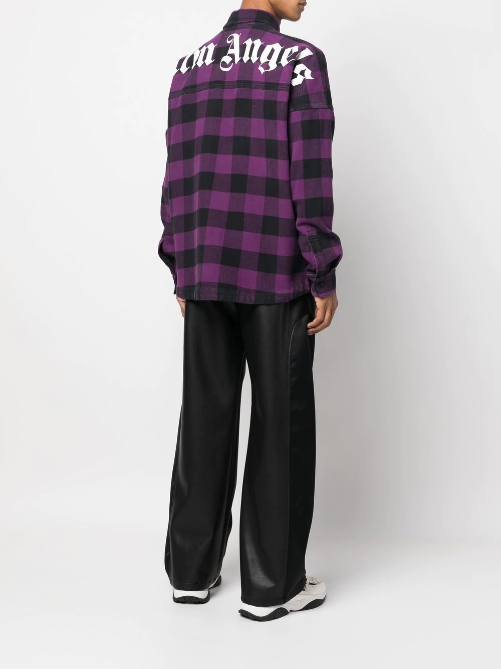 logo-print checked shirt - 2