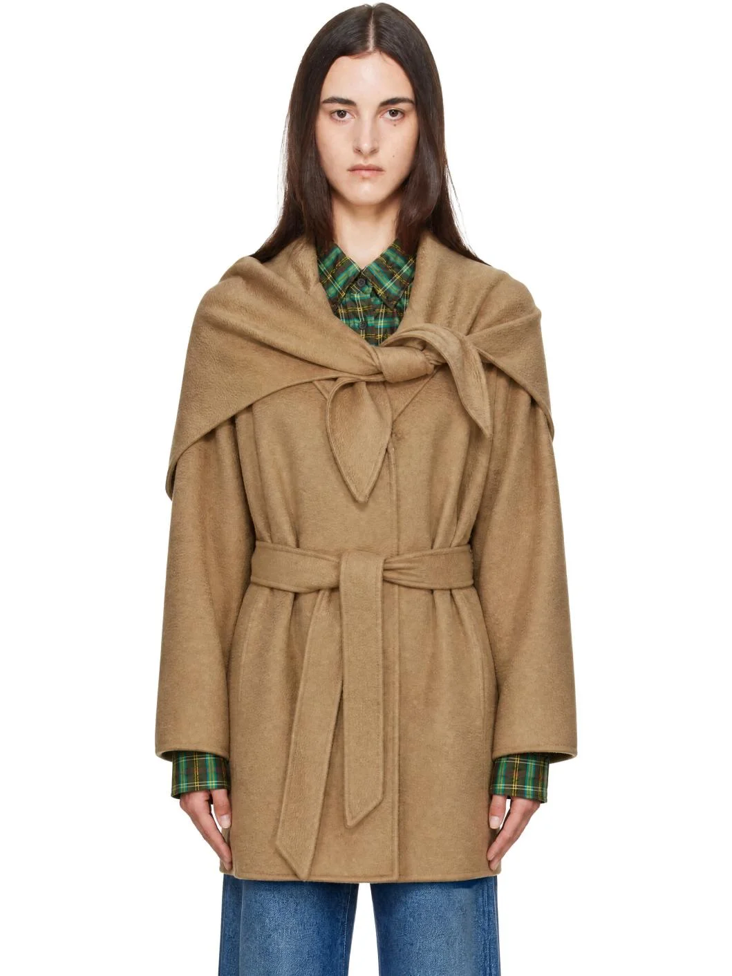 Tan Detto Double Cashmere Stole & Coat - 1