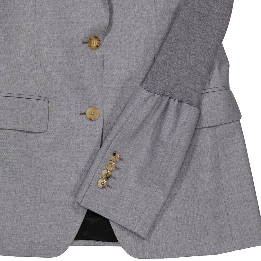 Burberry Ladies Ribbed-panel Single-breasted Wool Blazer Jacket - 7