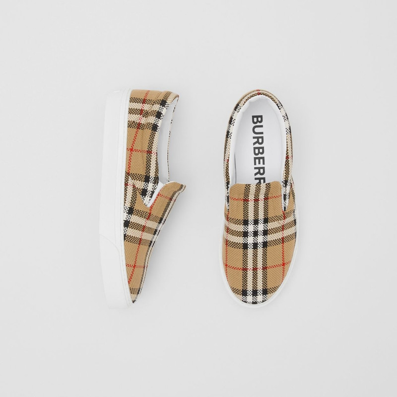 Burberry Bio-based Sole Latticed Cotton Slip-on Sneakers outlook