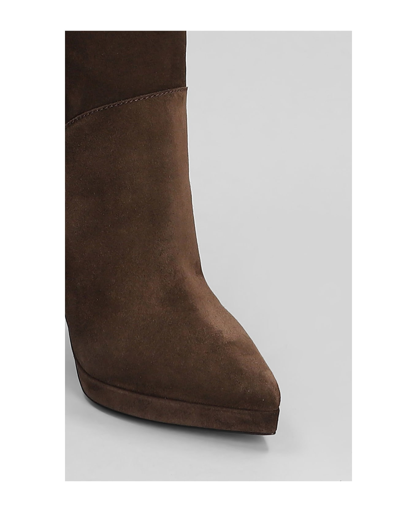 High Heels Boots In Brown Suede - 5