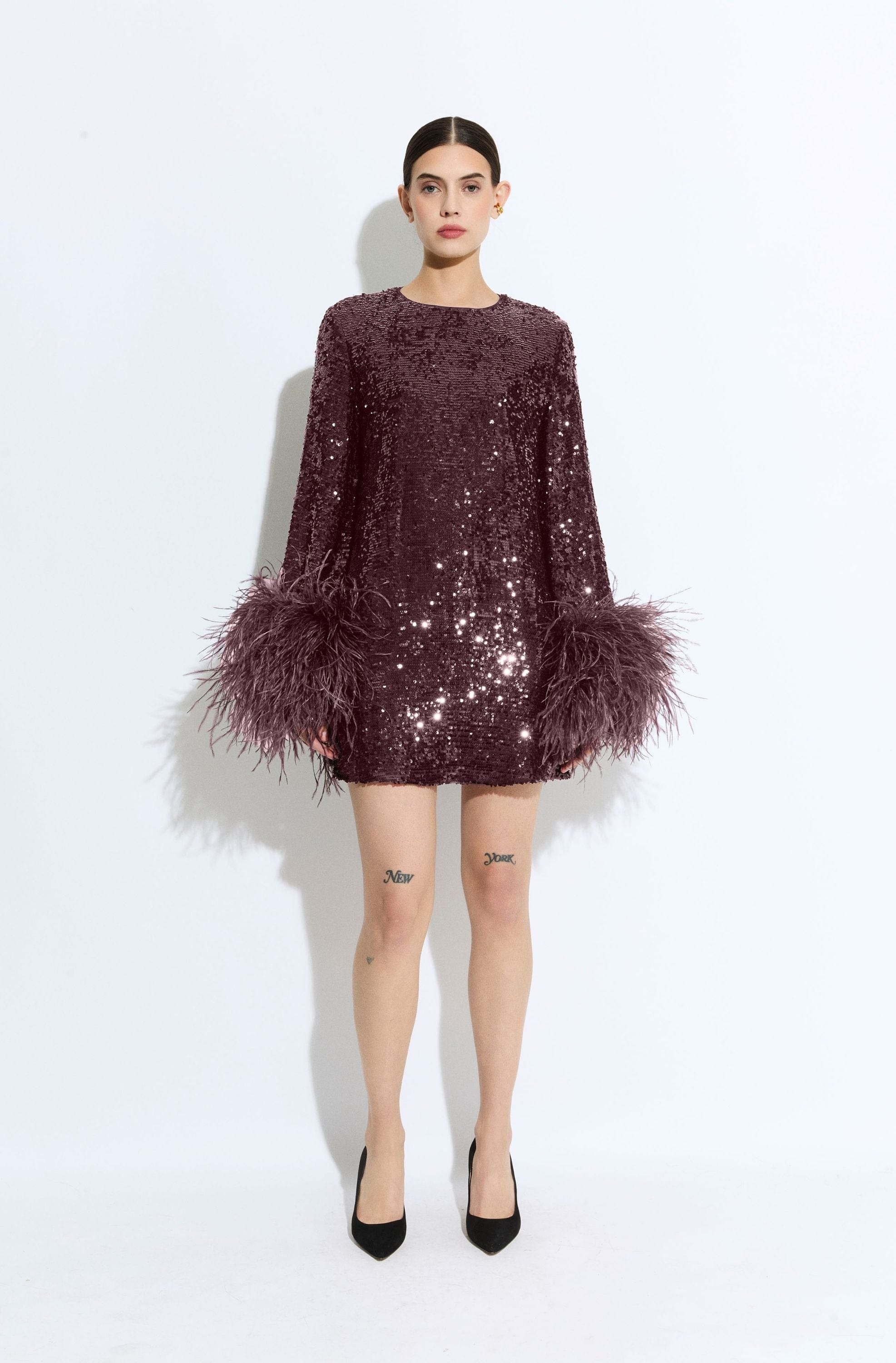 Sequin Dress With Feathers - 2