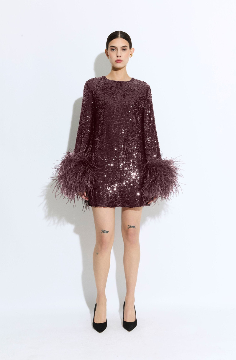 LAPOINTE Sequin Dress With Feathers outlook