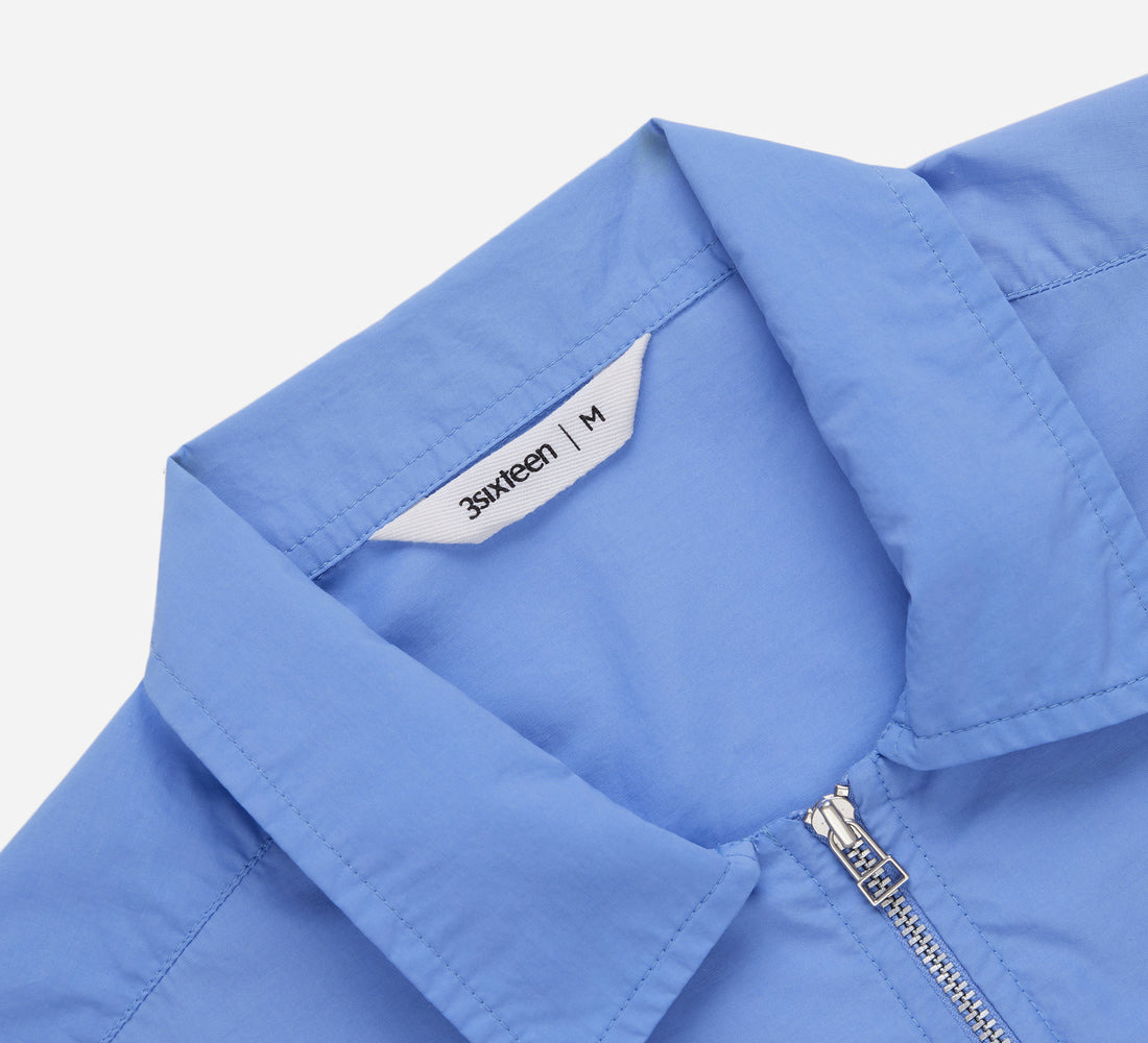Short Sleeve Zip Shirt - Powder Blue Nylon - 3