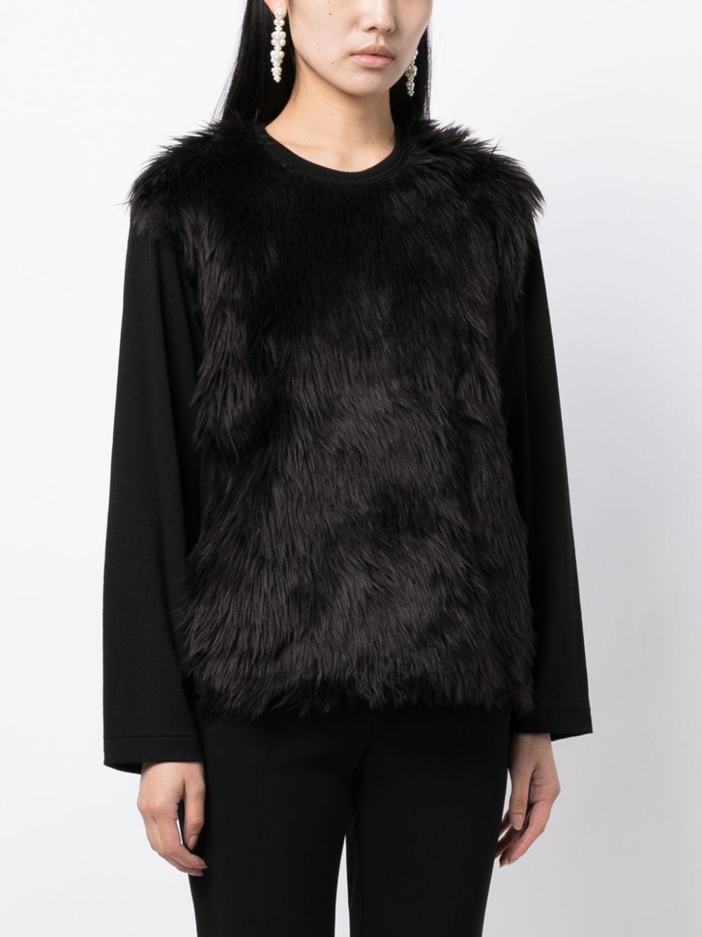 fur-detailing long-sleeve T-shirt - 3