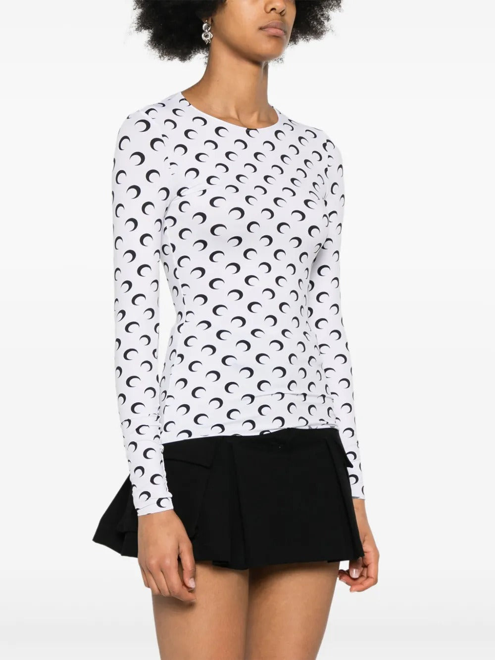 MARINE SERRE - Women Moon Printed Jersey Ls Crewneck Top - 2