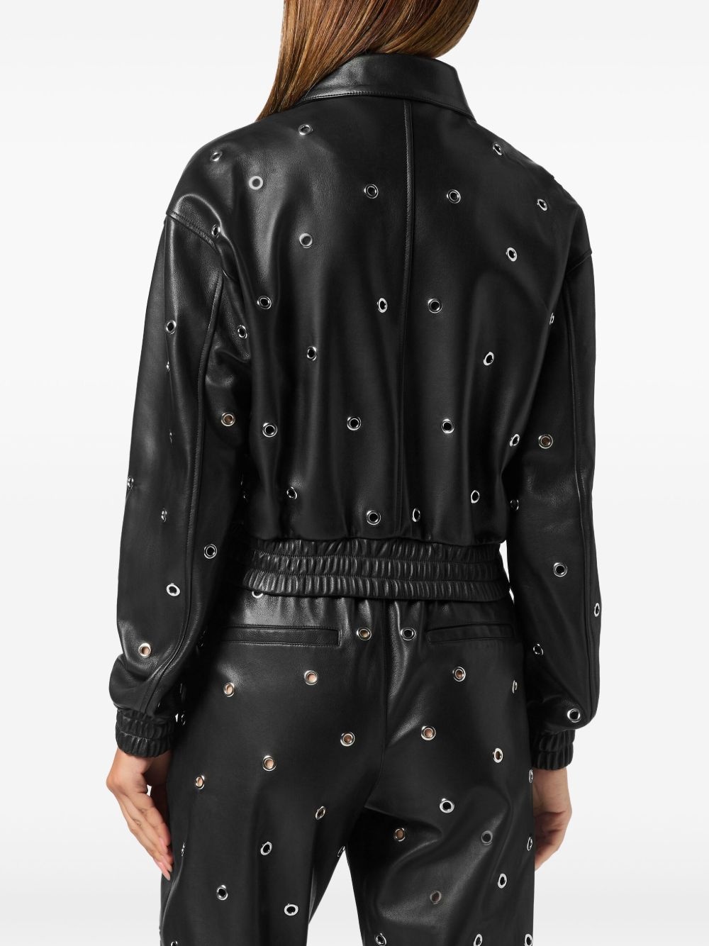 eyelet-detailing bomber jacket - 4