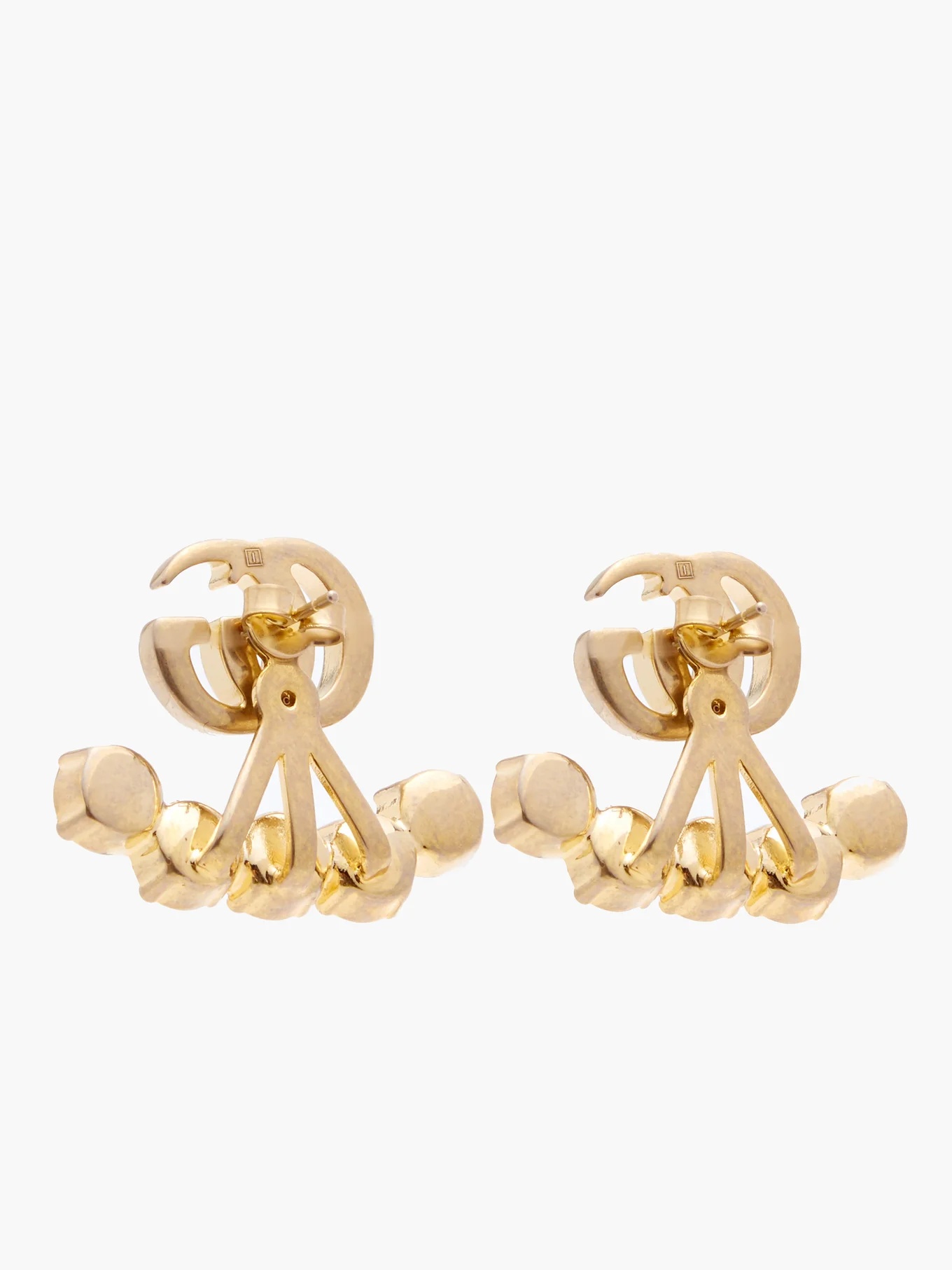 GG-logo and detachable faux-pearl earrings - 5