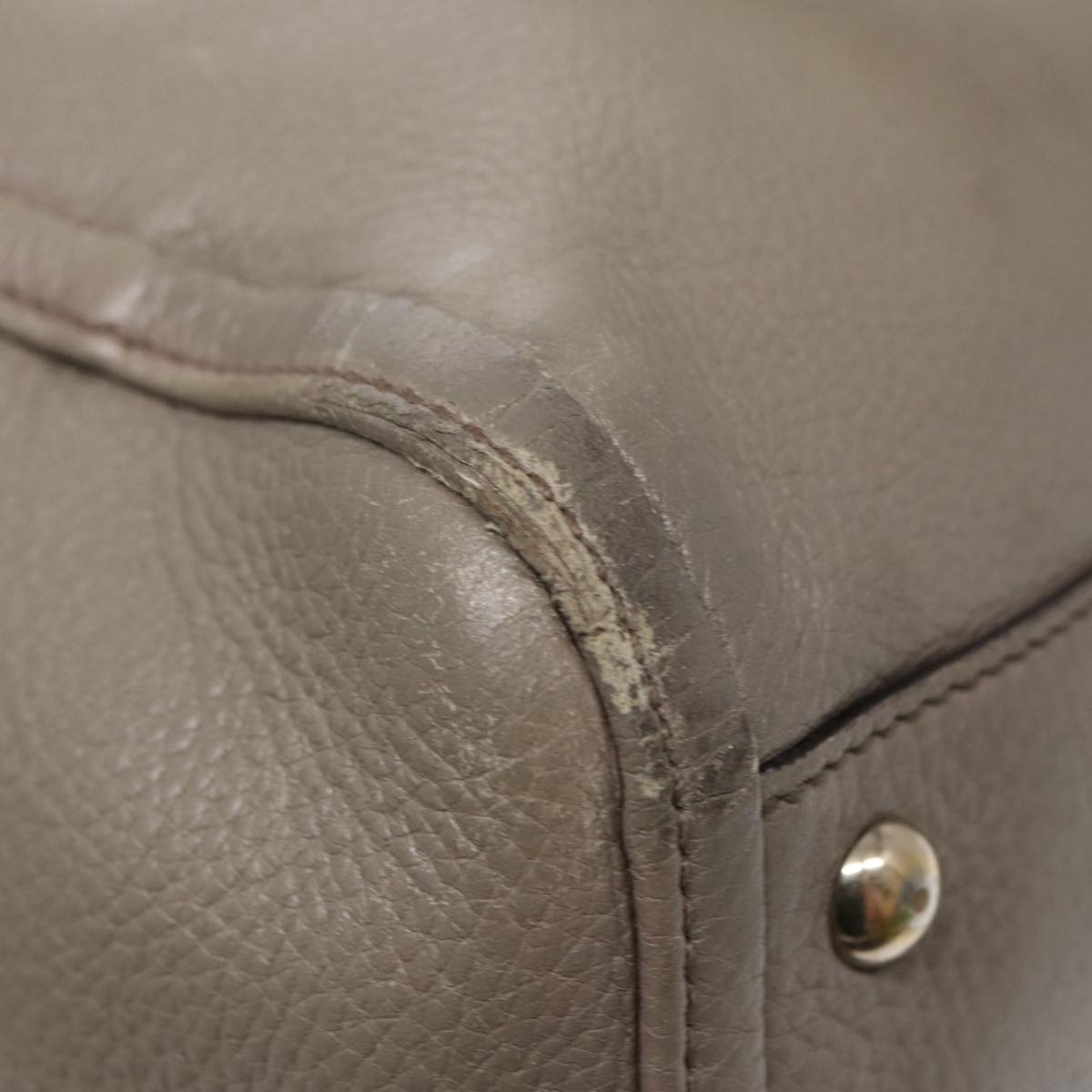 GUCCI Hand Bag Leather Gray Gold - 16