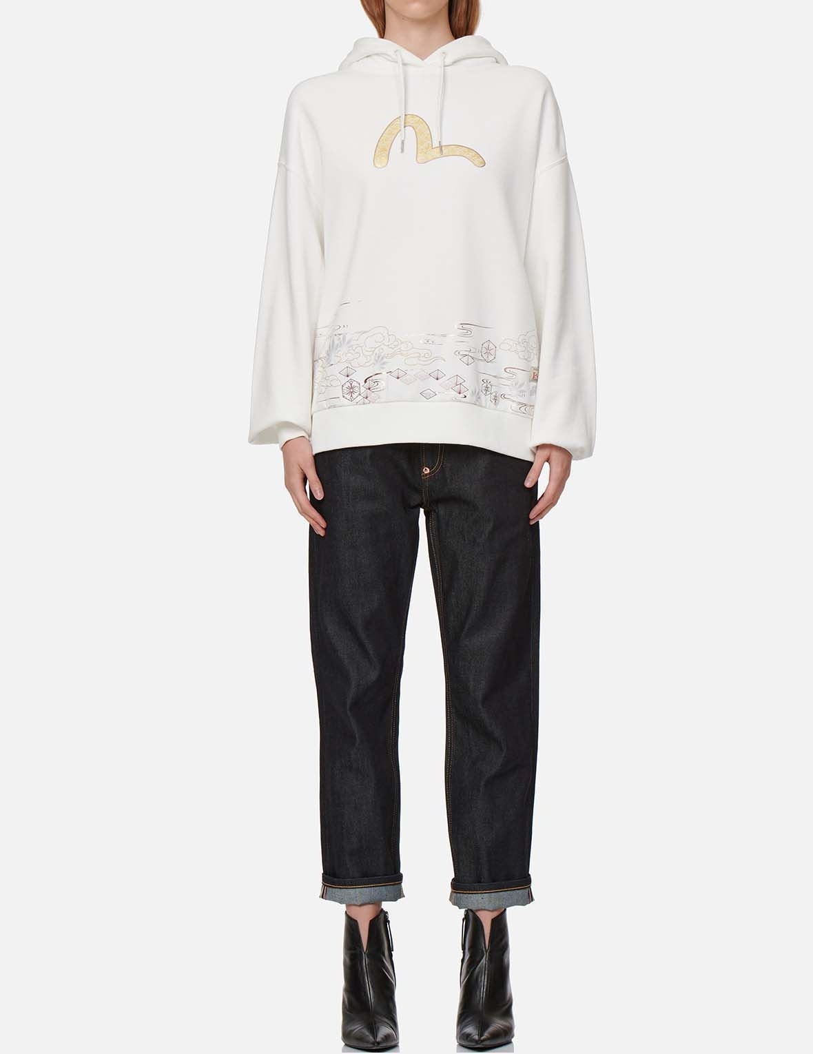 DRAGON BROCADE DAICOCK INSERT BOYFRIEND JEANS - 6