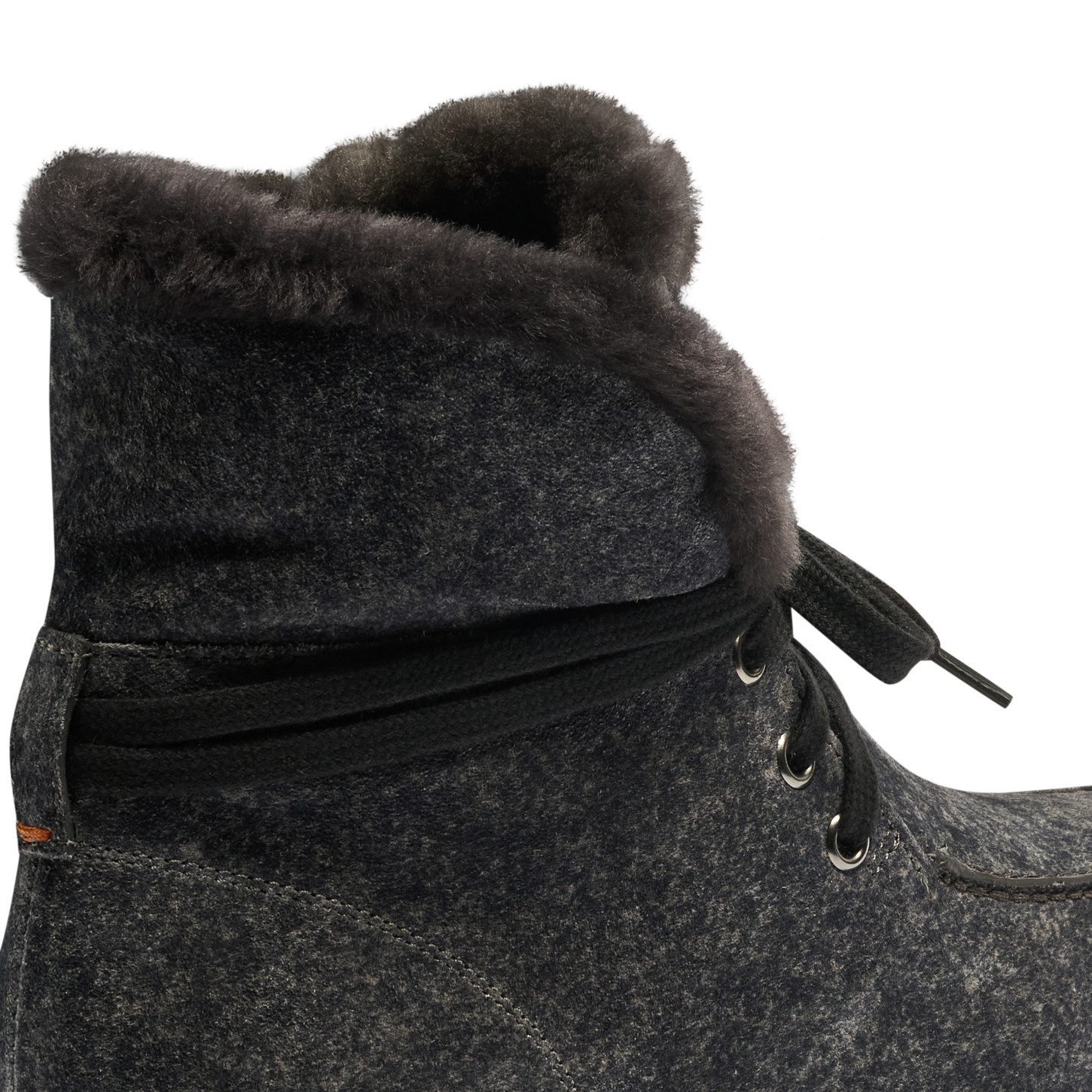 Women's grey suede ankle boot with fur - 5
