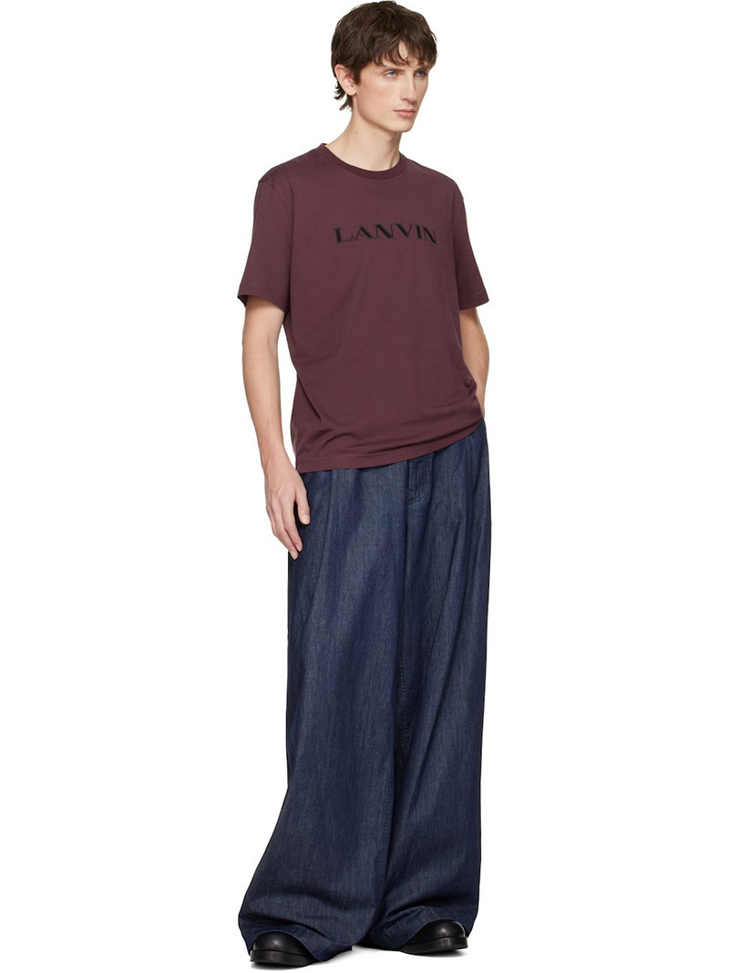 Lanvin Burgundy 'Lanvin' Embroidered Cotton T-shirt outlook