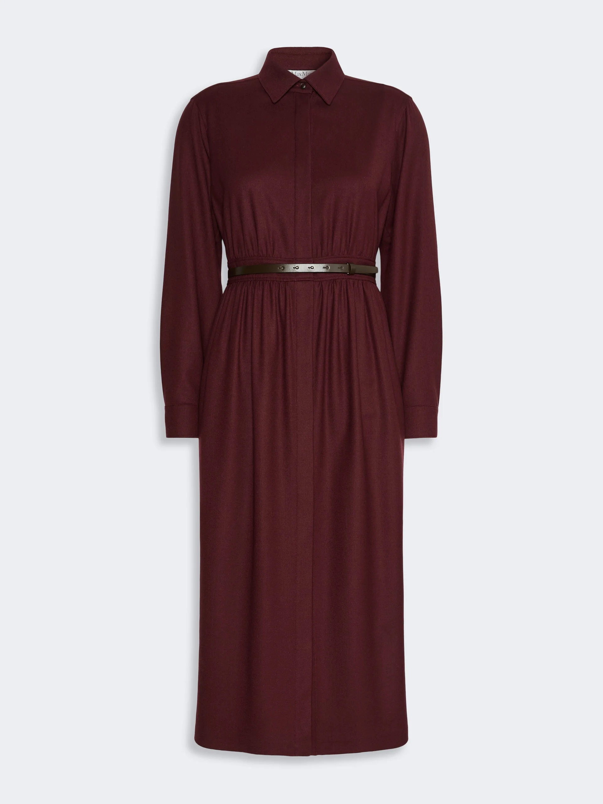 DALMATA Wool flannel shirt dress - WINE-COLOURED - 1