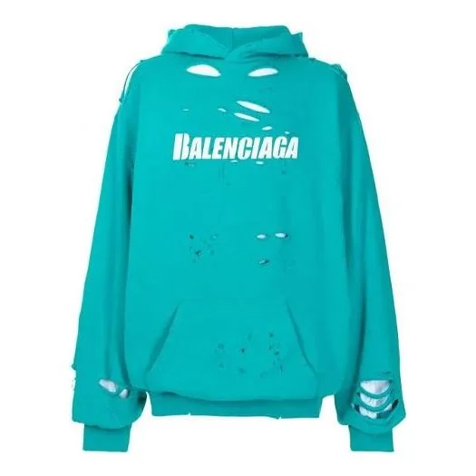 Men's Balenciaga SS21 Classic Alphabet Printing Hole Sky Blue 659403TKVB64661 - 1