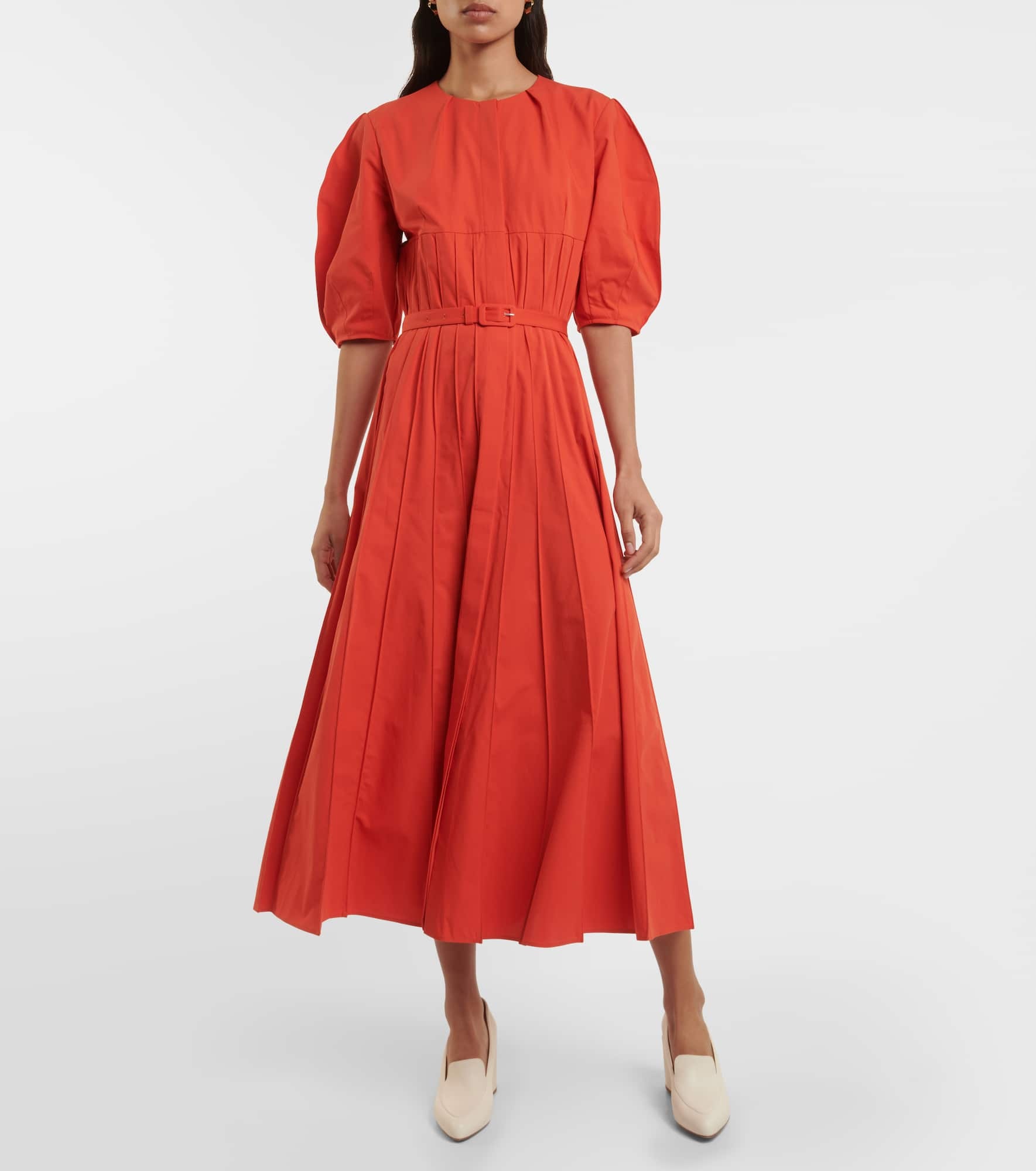 Caden puff-sleeve cotton midi dress - 2
