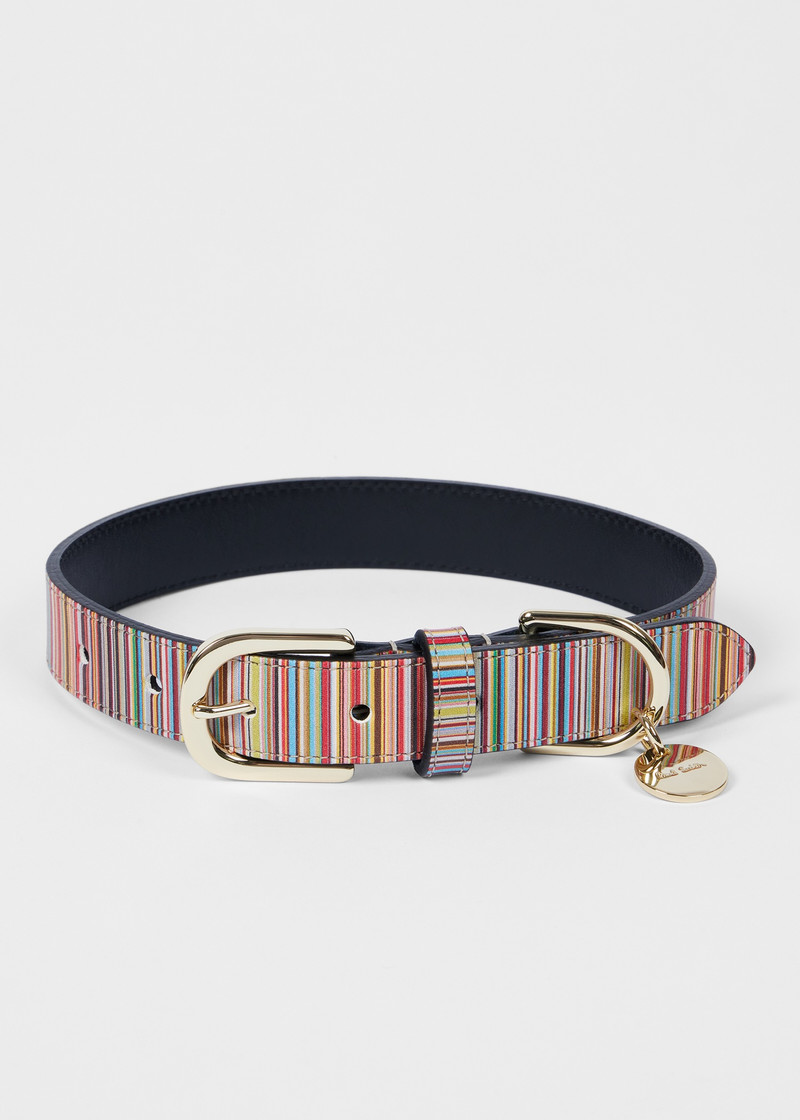 'Signature Stripe' Calf Leather Dog Collar Medium/Large 1
