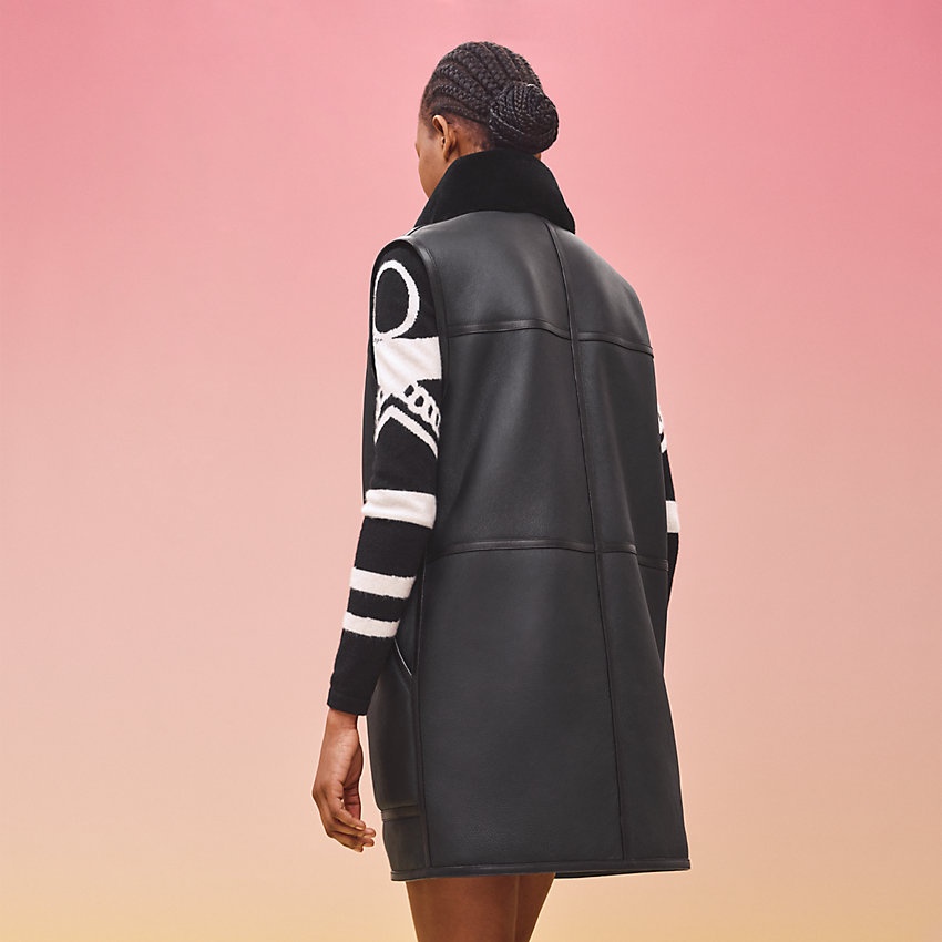 Reversible long leather vest - 4