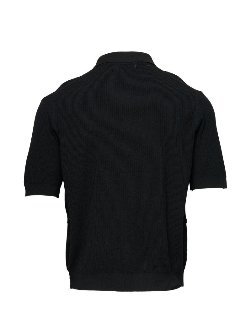 JUNTAE KIM corset-seamed ribbed polo shirt outlook