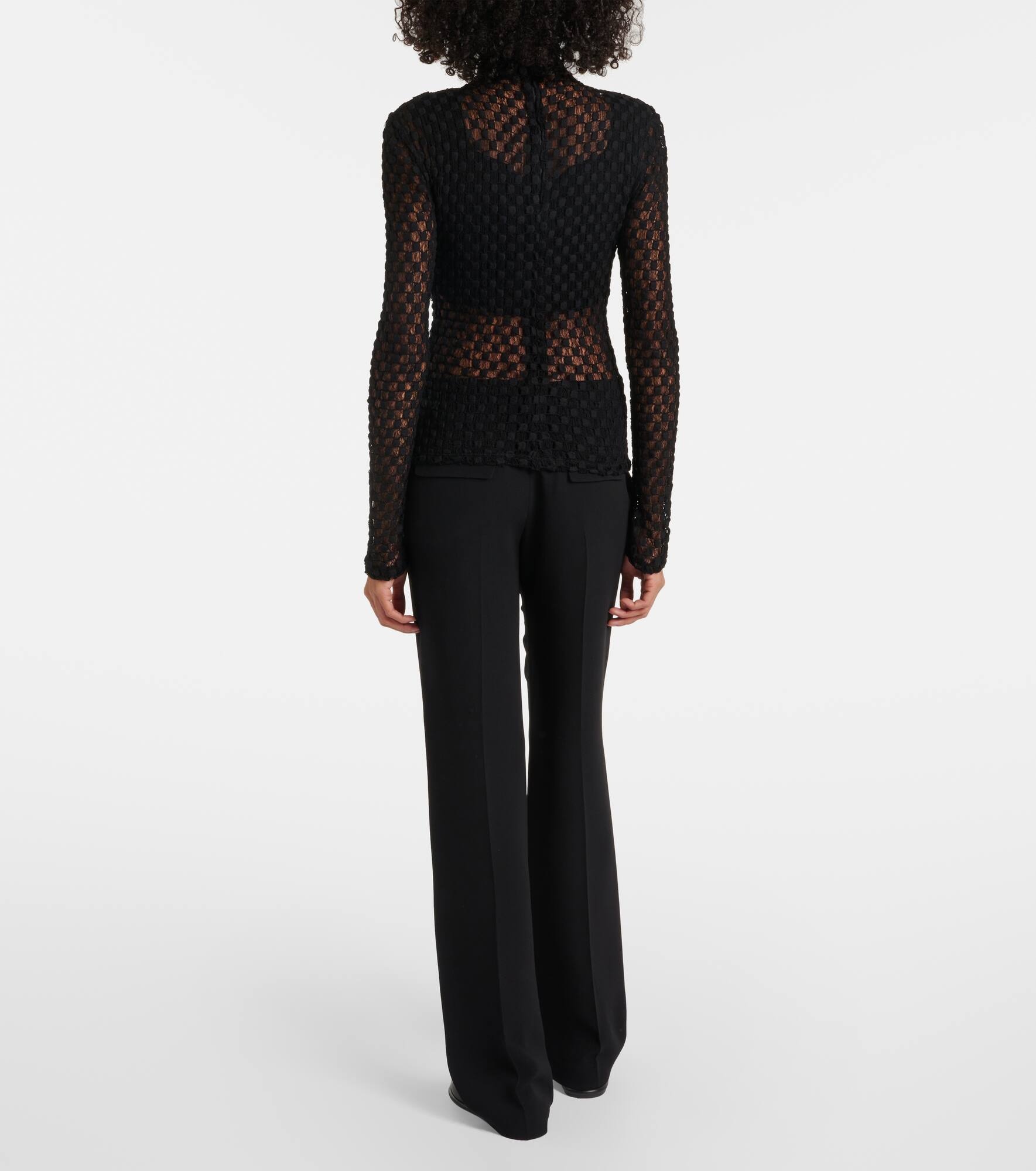 Cotton-blend lace turtleneck top - 3