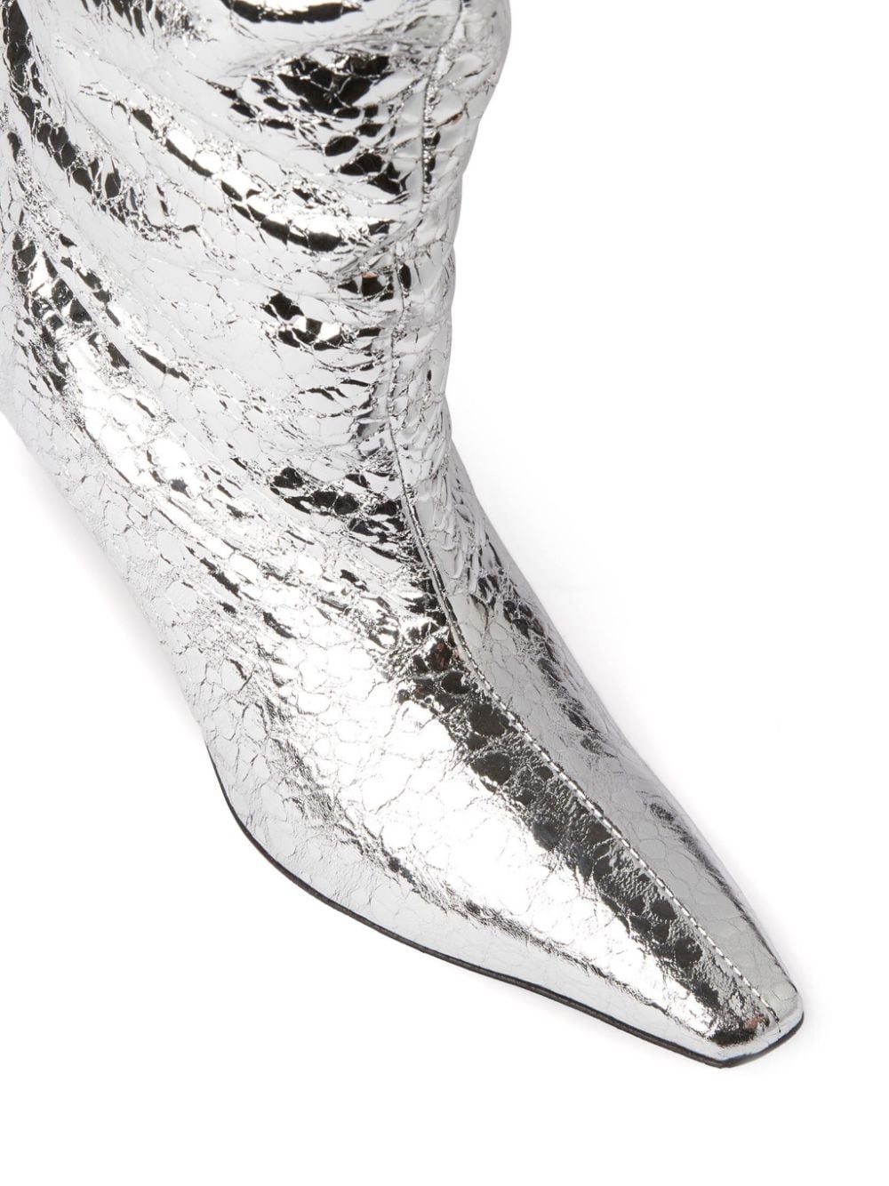 ruched foiled leather boots - 4