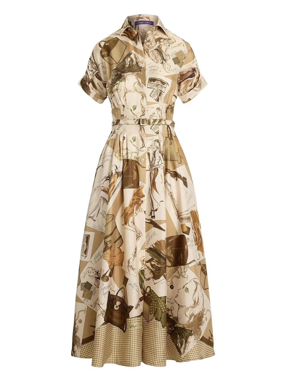 print belted shirt dress - 1