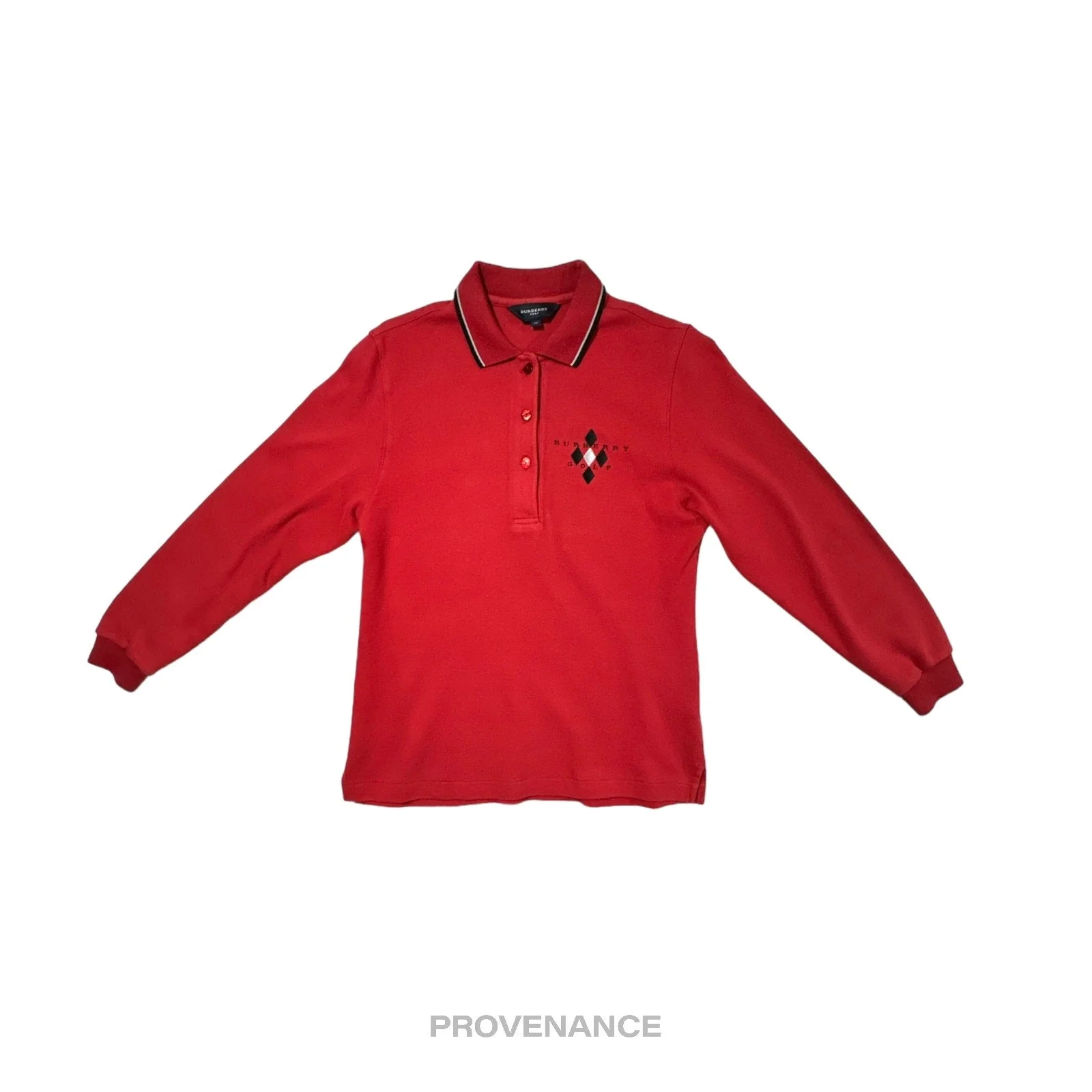 Burberry Golf Long Sleeve Polo Shirt - Red M - 1