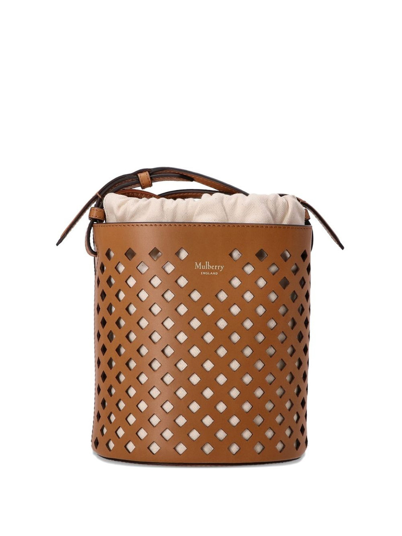 Perfurated Bucket leather bag 1
