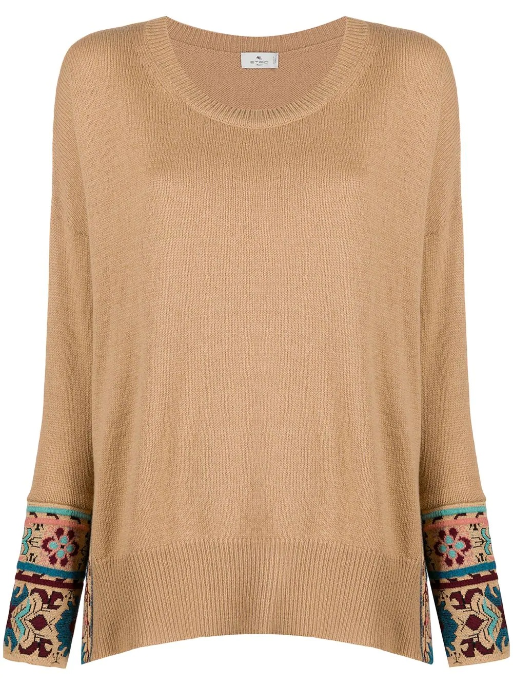 jacquard trim jumper - 1