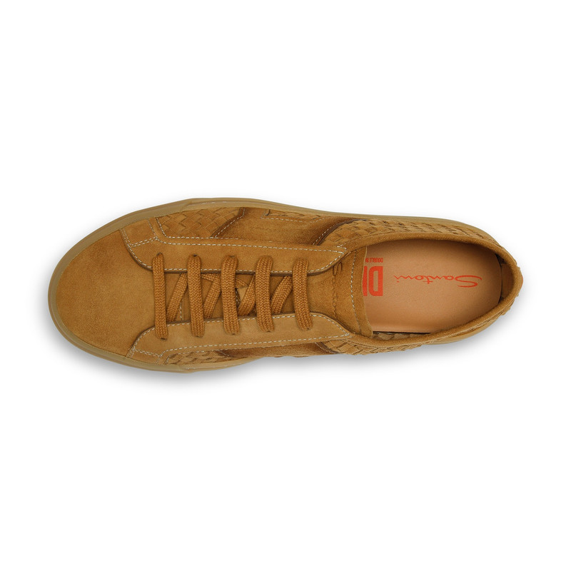 Men's light brown woven suede Double Buckle Sneaker 5