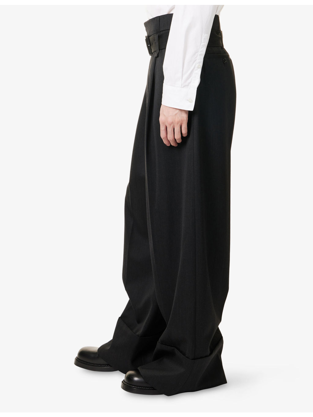 Belted Wide-Leg Wool-Blend Trousers - 3