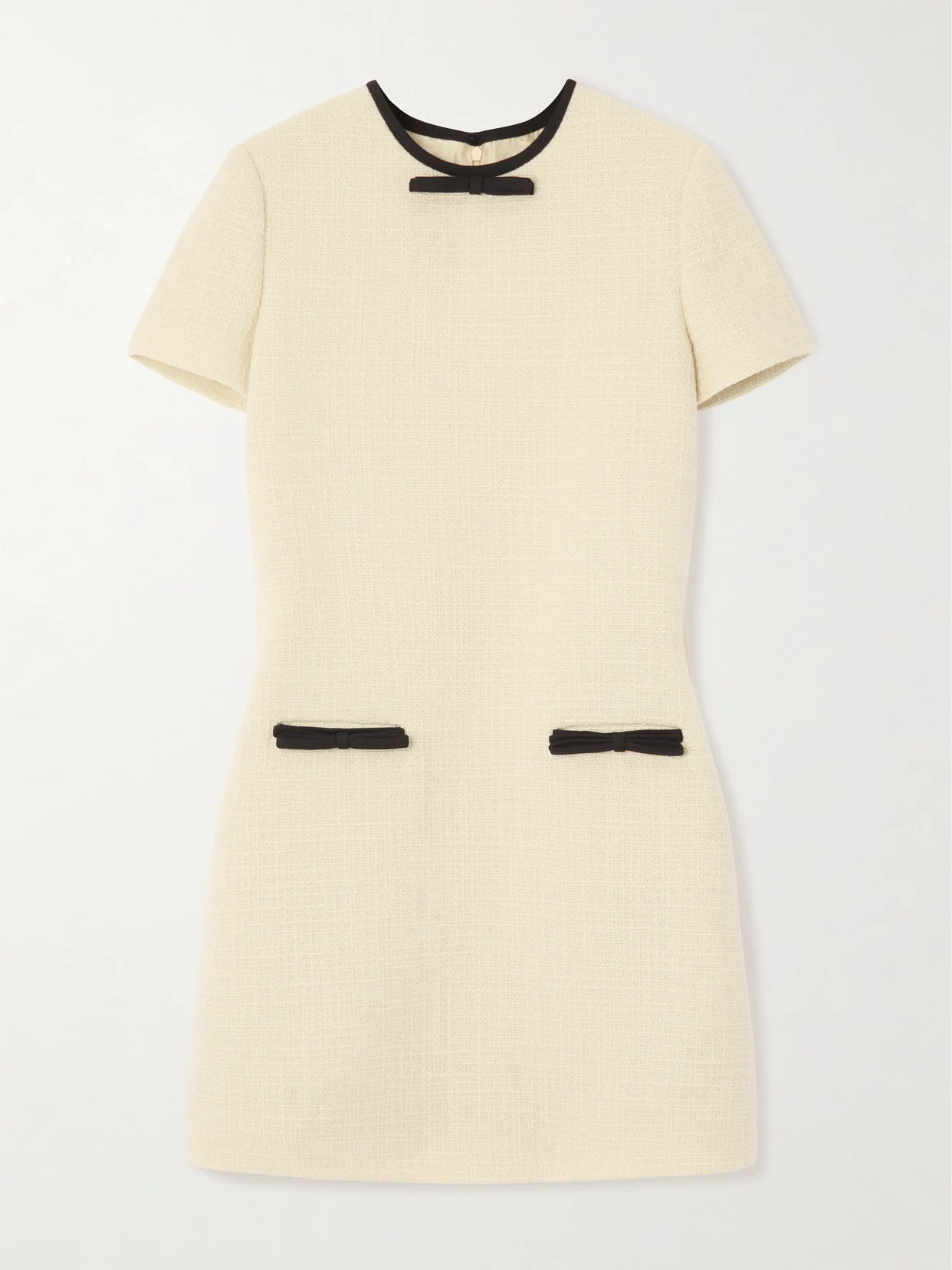 Bow-embellished Wool-blend Tweed Mini Dress - 1