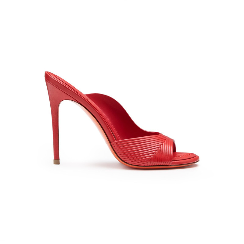 Women's red leather high-heel sandal 1