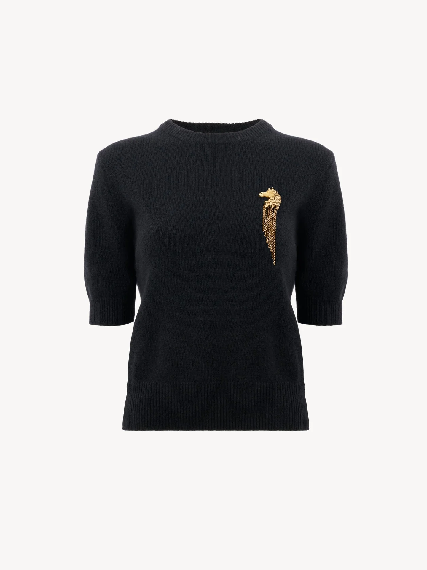 SHORT-SLEEVE SWEATER IN A MERINO & CASHMERE WOOL KNIT - 1