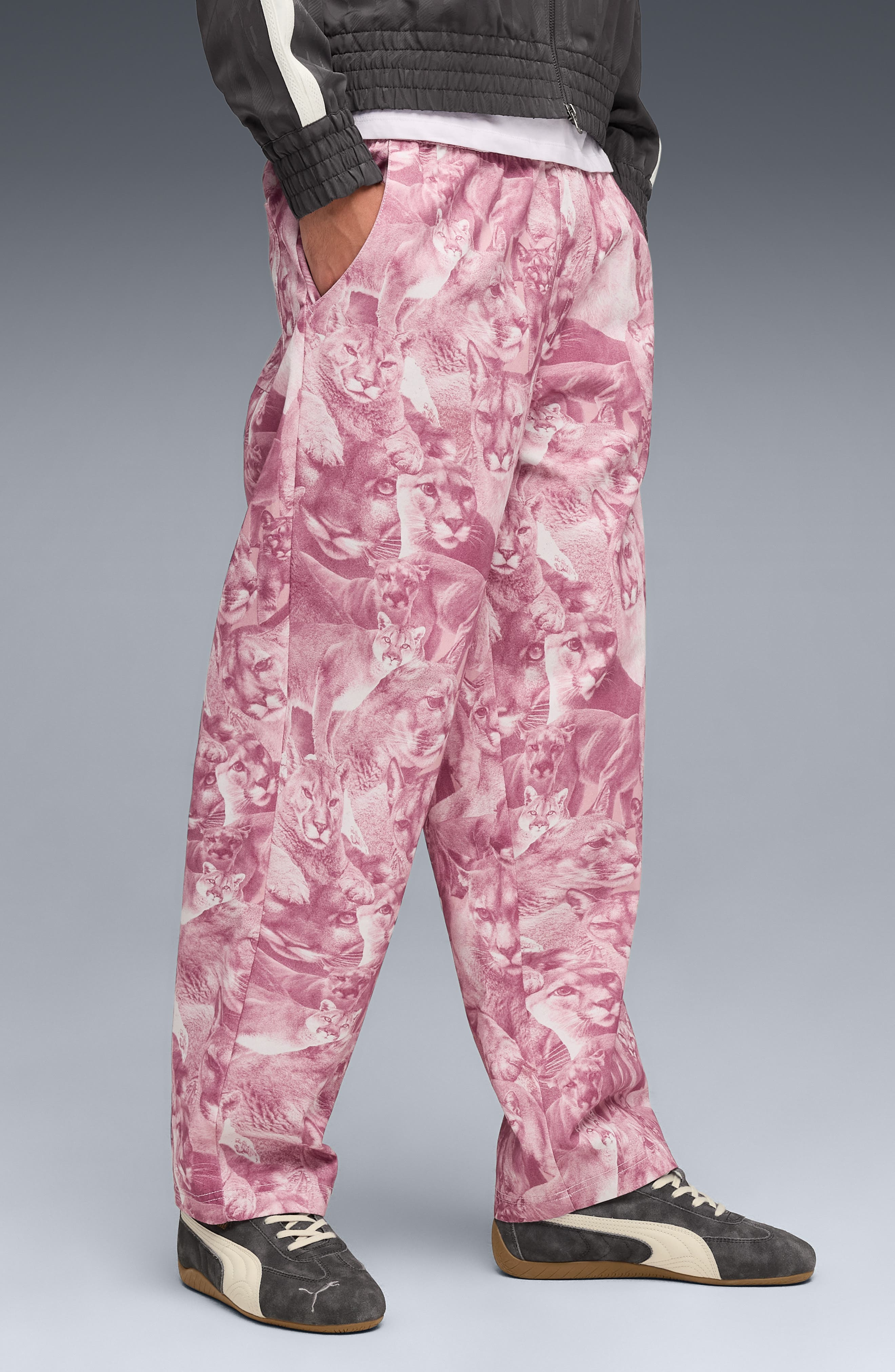 PUMA Special Items Allover Cat Print Drawstring Pants in Poised Pink at Nordstrom - 3