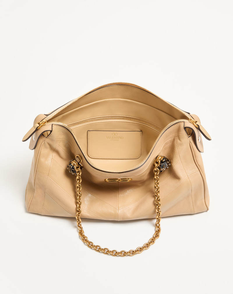 Valentino VALENTINO GARAVANI PANTHEA SHOULDER BAG IN NAPPA LEATHER WITH CHEVRON PATTERN outlook
