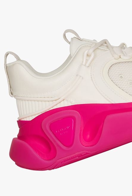 White and neon pink gummy leather and mesh B-Runner sneakers - 7