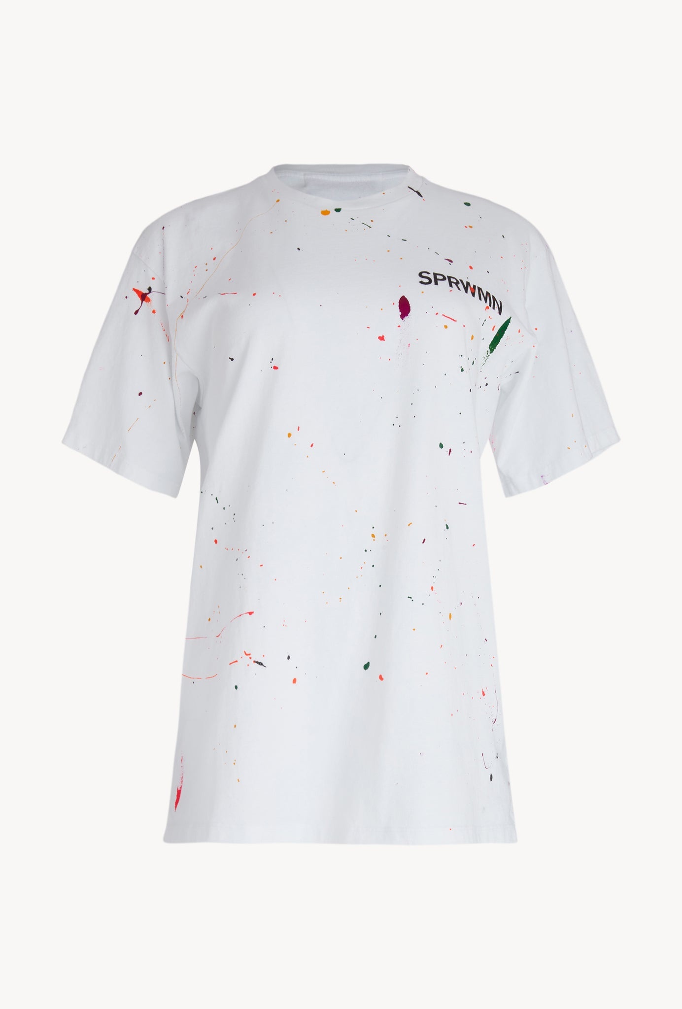 WHITE PAINT SPLATTER LOGO TEE - 1