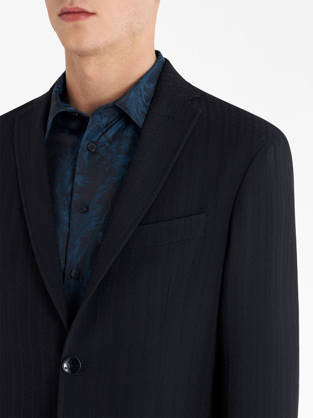 notched-lapels virgin wool-blend blazer - 2