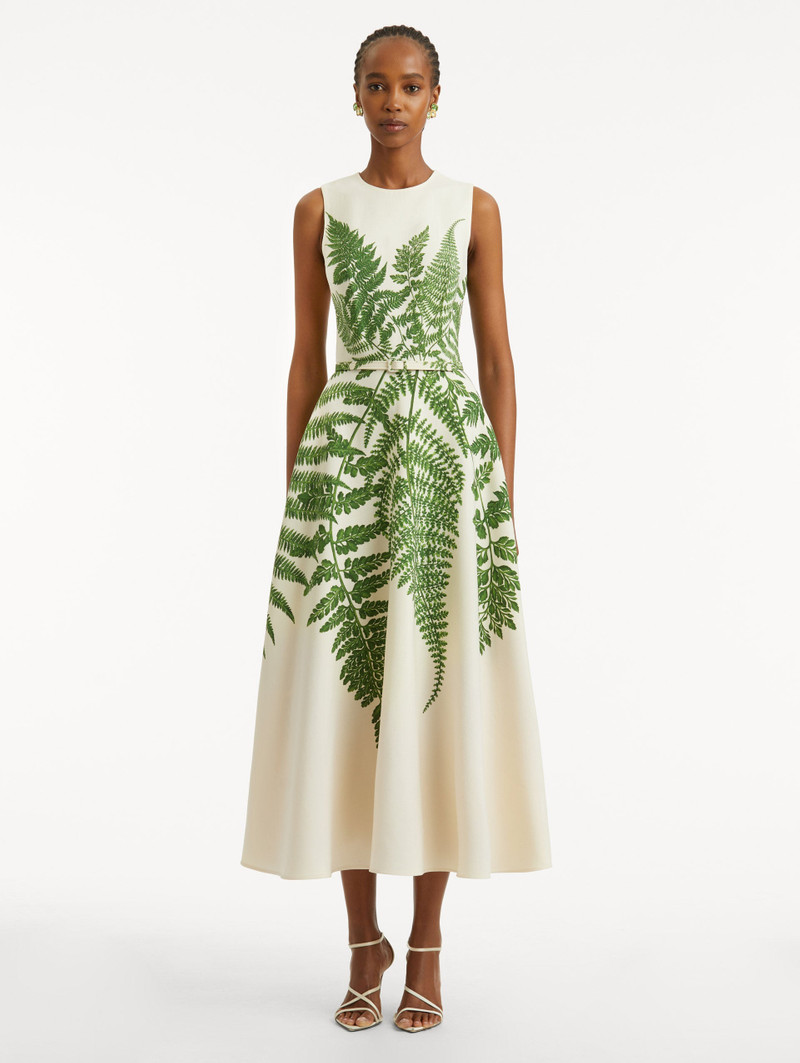 Oscar de la Renta FERN PRINTED WOOL DRESS outlook