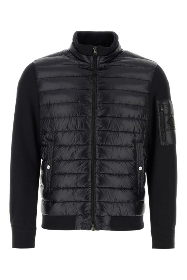 Black nylon down jacket - 1
