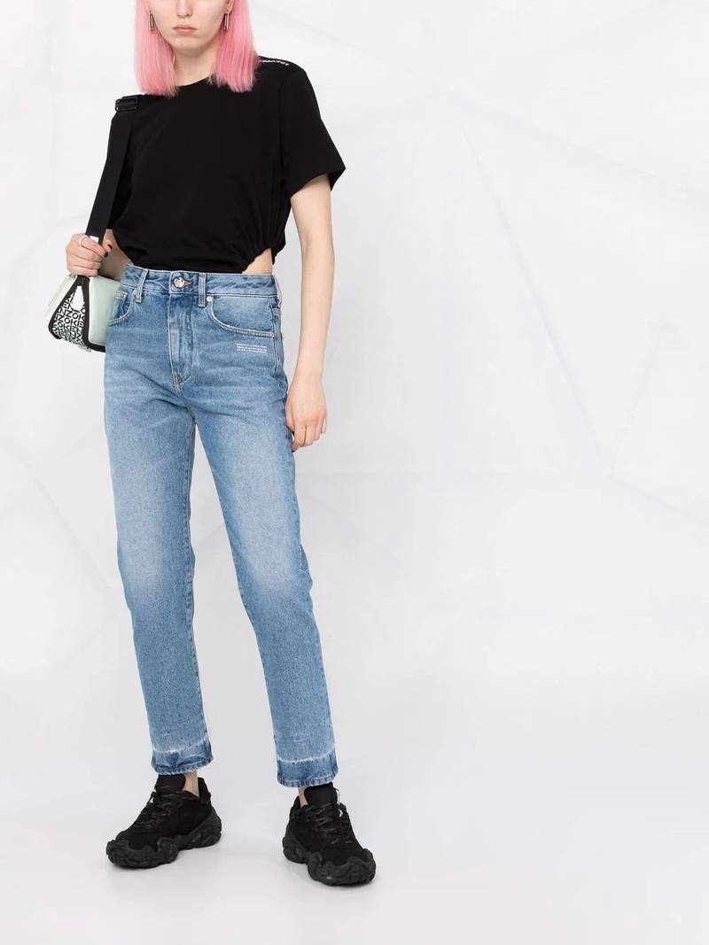 Off-White logo cropped jeans outlook