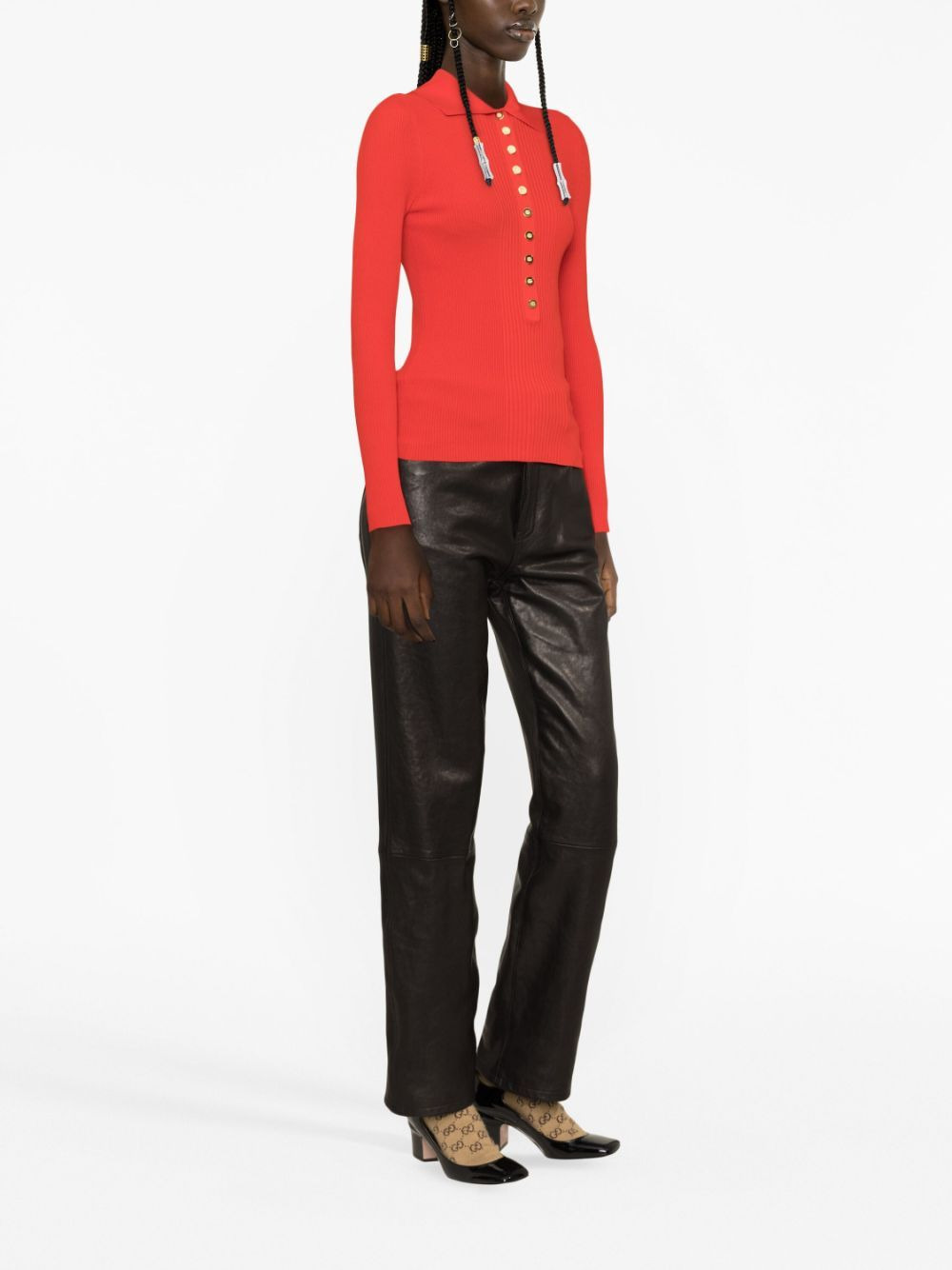 ribbed-knit polo shirt - 4